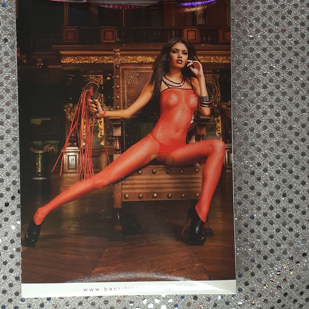 Baci Red Fishnet Bodystocking